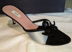 Prada Black Suede/Blue Satin Open-toe Mules